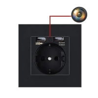 Steckdosenkamera - Versteckte Spionagekamera in der Wandsteckdose, WLAN, CMOS, 1080p HD, Schwarz