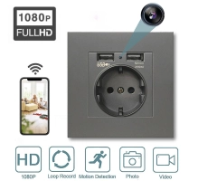 Steckdosenkamera - Versteckte Spionagekamera in der Wandsteckdose, WLAN, CMOS, 1080p HD, Grau