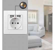 Steckdose Kamera – Versteckte Spionkamera in Wandsteckdose, Wi-Fi, CMOS, 1080p HD, Weiß