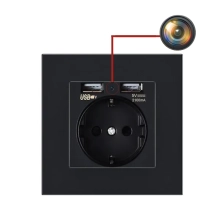 Steckdosenkamera - Versteckte Spionagekamera in der Wandsteckdose, WLAN, CMOS, 1080p HD, Schwarz